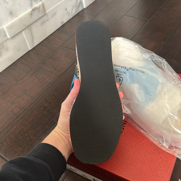 Off white/azul calf Audrey platform sandals - Picture 5 of 6